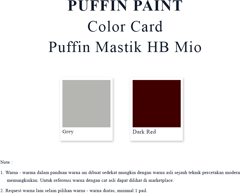 Color card puffin mastik HB Mio