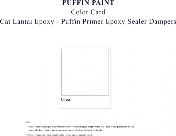 Cat lantai epoxy - Puffin primer epoxy sealer dampers